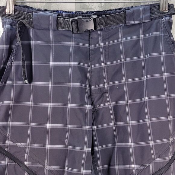 Zoic MTB Shorts Cargo Belted Stretch Waist Black Plaid Mens Medium Baggy Loose - Picture 4 of 9